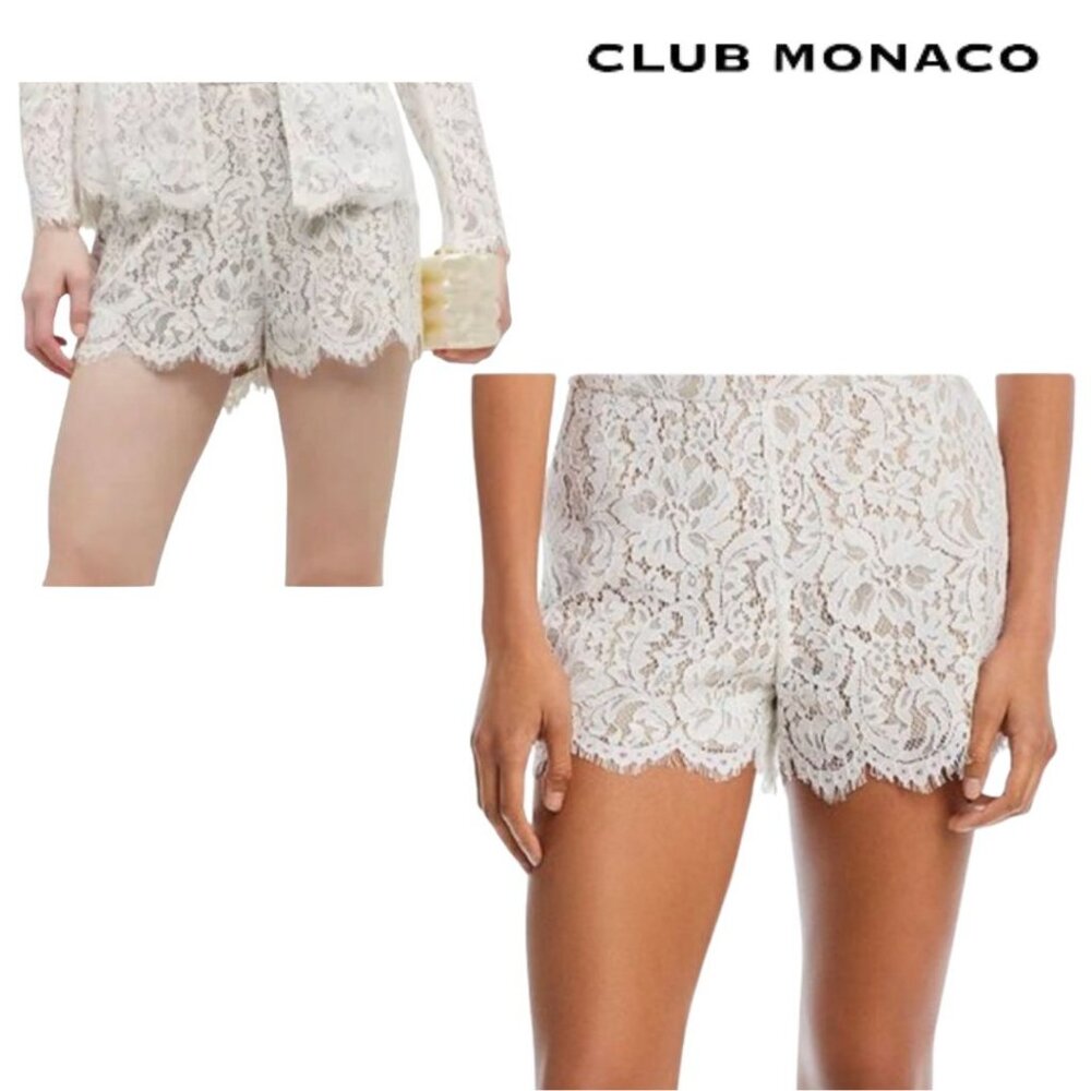 Club Monaco Floral Lace Shorts in White Size 0 - Picture 1 of 15